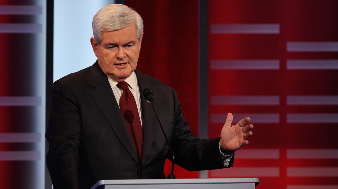 Republican presidential candidate  Newt Gingrich, speaking here in a Republican debate on Saturday, has angered Palestinians by calling them "an invented people" and "terrorists."