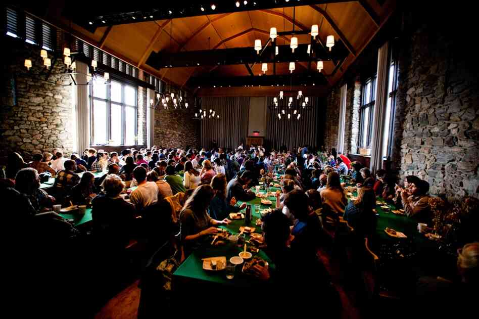 Conference attendees gather for a talk on seed science. About 250 young farmers attended the conference this year.