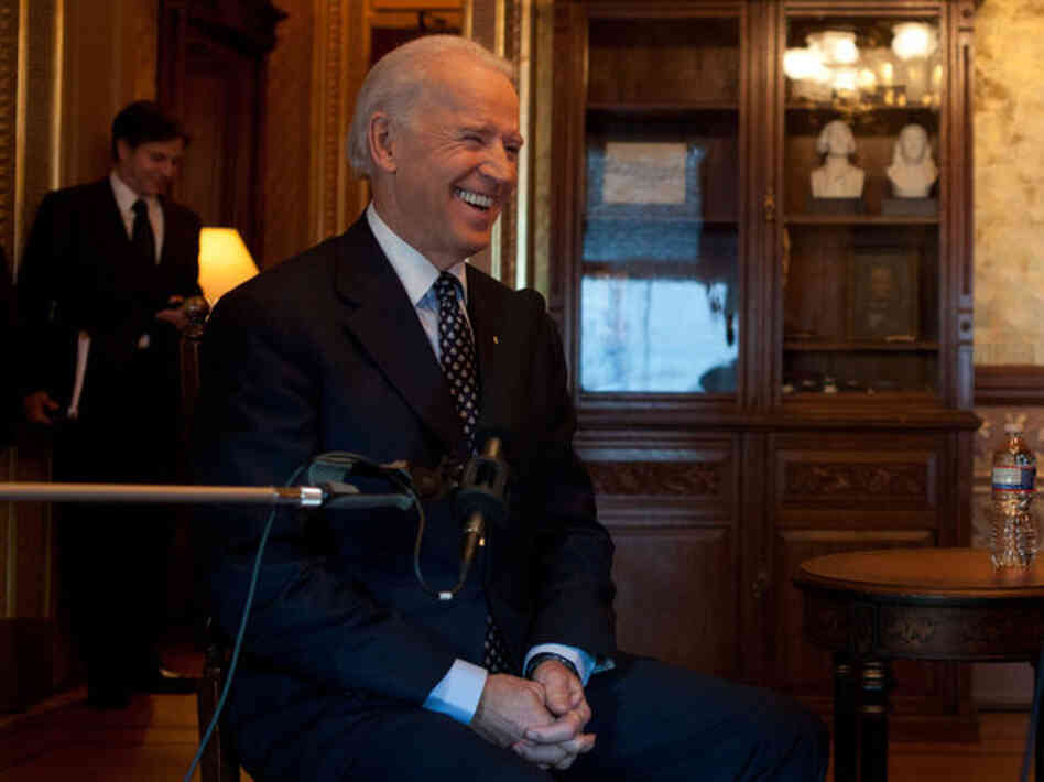 Vice President Joe Biden is interviewed by NPR's Robert Siegel in the Secretary of War Suite of the Eisenhower Executive Office Building, Dec. 13.