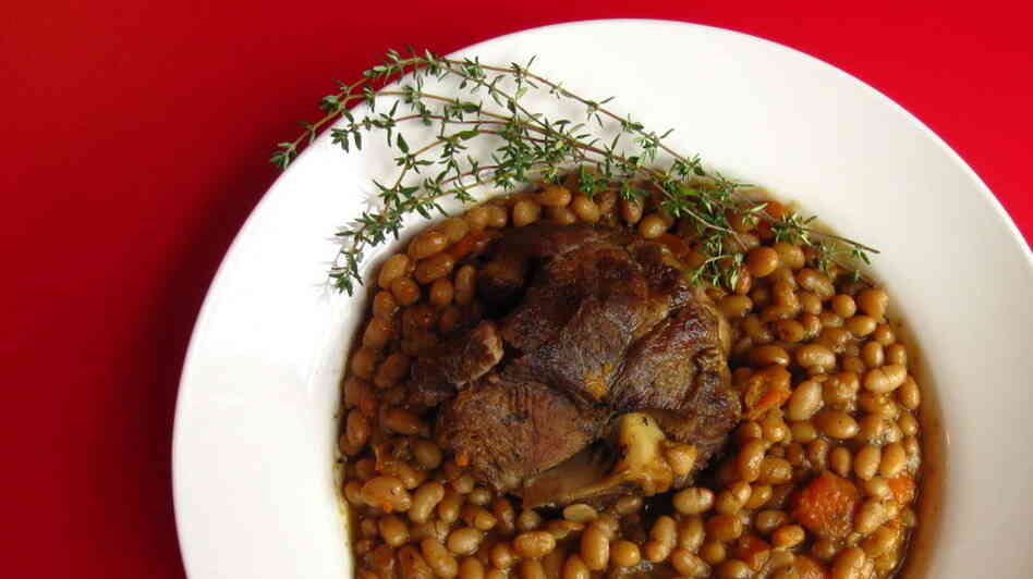 Lamb shanks with white beans.