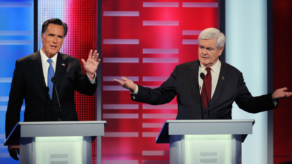 Mitt Romney and Newt Gingrich face off at the ABC News GOP Presidential Debate on Dec. 10.
