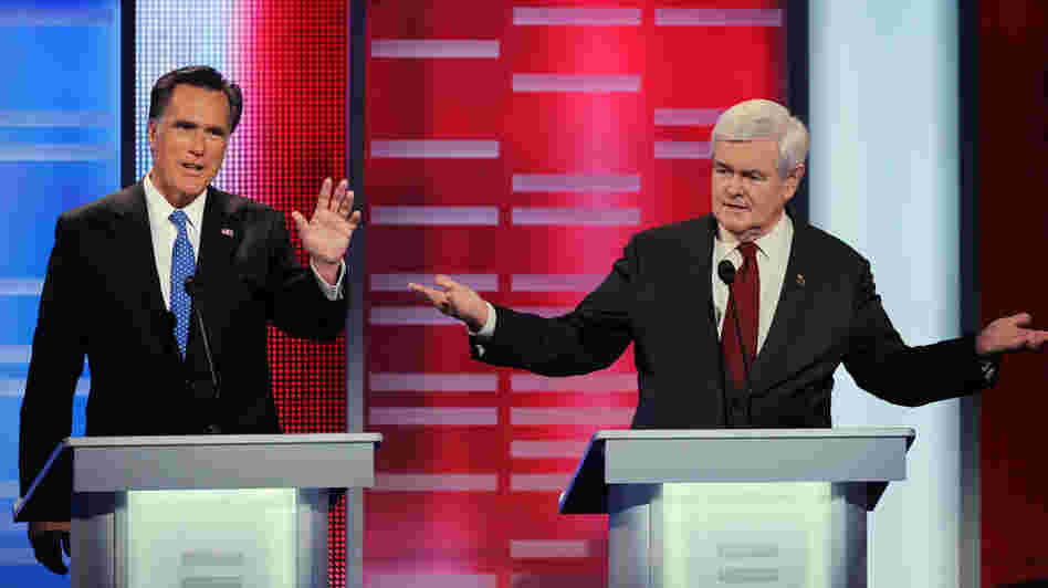 Mitt Romney and Newt Gingrich face off at the ABC News GOP Presidential Debate on Dec. 10.