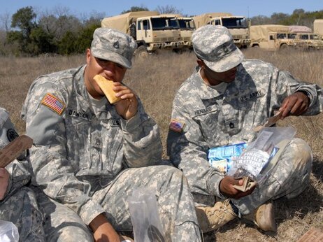 The shelf-stable pocket sandwich gives soldiers a portable ration that they can eat on the go. The shelf-stable pocket sandwich gives soldiers a portable ration that they can eat on the go.