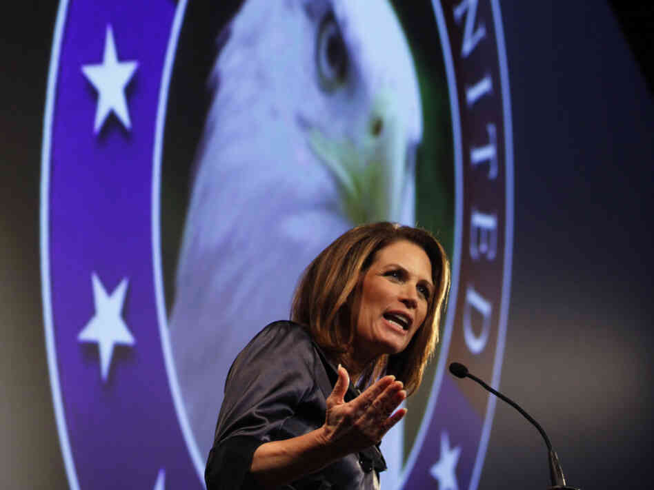 Republican presidential candidate Michele Bachmann speaks at The Gift of Life movie premiere in Des Moines on Wednesday night. 