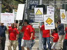 Metropolitan State Hospital employees and supporters gathered outside the hospital in Norwalk, Calif., this summer to protest repeated assaults at the hands of mental patients, and what they called dangerous working conditions. Metropolitan State Hospital employees and supporters gathered outside the hospital in Norwalk, Calif., this summer to protest repeated assaults at the hands of mental patients, and what they called dangerous working conditions.