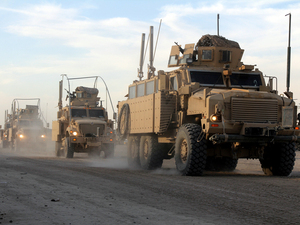 A U.S. convoy departs from Contingency Operating Station Kalsu, a U.S. base about 60 miles south of Baghdad. For many U.S. troops, it is the last stop in Iraq on the way out of the country. A U.S. convoy departs from Contingency Operating Station Kalsu, a U.S. base about 60 miles south of Baghdad. For many U.S. troops, it is the last stop in Iraq on the way out of the country.