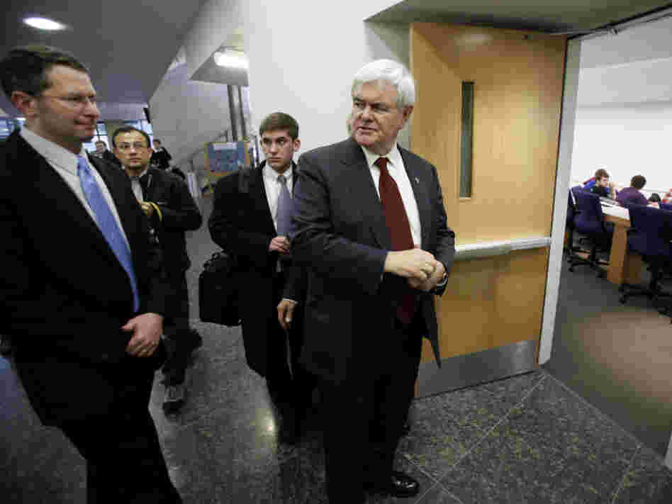 Newt Gingrich at the University of Iowa College of Public Health in Iowa City, Dec. 14, 2011.
