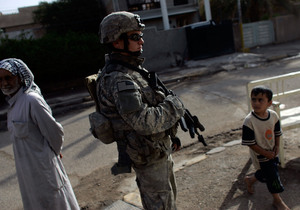U.S. Army Specialist Zachery King patrols Baghdad in 2007, the year the U.S. military added some 30,000 troops to the battle in Iraq. U.S. Army Specialist Zachery King patrols Baghdad in 2007, the year the U.S. military added some 30,000 troops to the battle in Iraq.