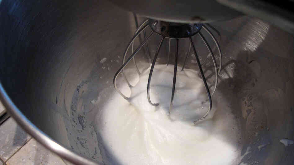 Egg whites in mixer Egg whites in mixer