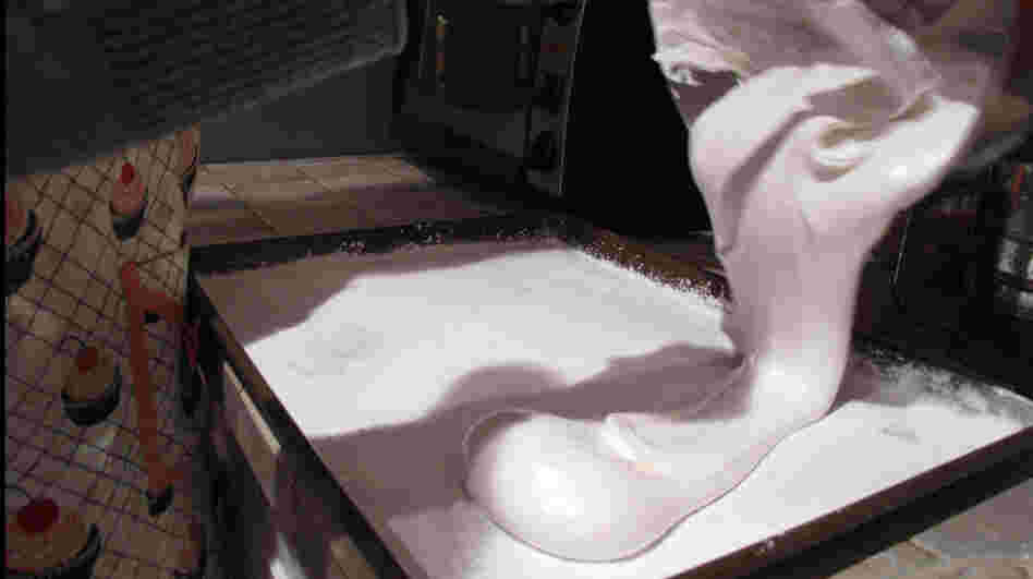 Pouring into pan Pouring into pan