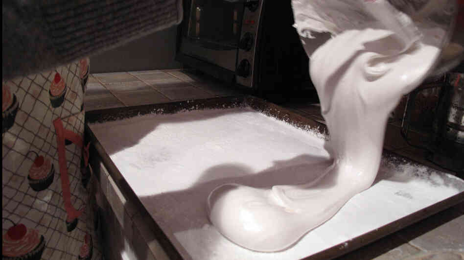 Pouring into pan Pouring into pan