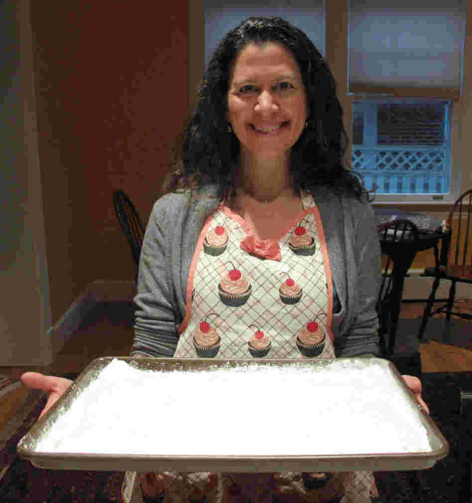 All Things Considered co-host Melissa Block shows off marshmallows she made from scratch using a recipe from Jennifer Reese's book, Make the Bread, Buy the Butter.