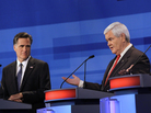 Mitt Romney and Newt Gingrich at a Republican presidential debate in Sioux City, Iowa, Thursday, Dec. 15, 2011. Mitt Romney and Newt Gingrich at a Republican presidential debate in Sioux City, Iowa, Thursday, Dec. 15, 2011.