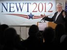 Newt Gingrich speaks Monday at Global Security Services in Davenport, Iowa. Despite falling poll numbers, Gingrich says he will avoid negative campaigning. Newt Gingrich speaks Monday at Global Security Services in Davenport, Iowa. Despite falling poll numbers, Gingrich says he will avoid negative campaigning.