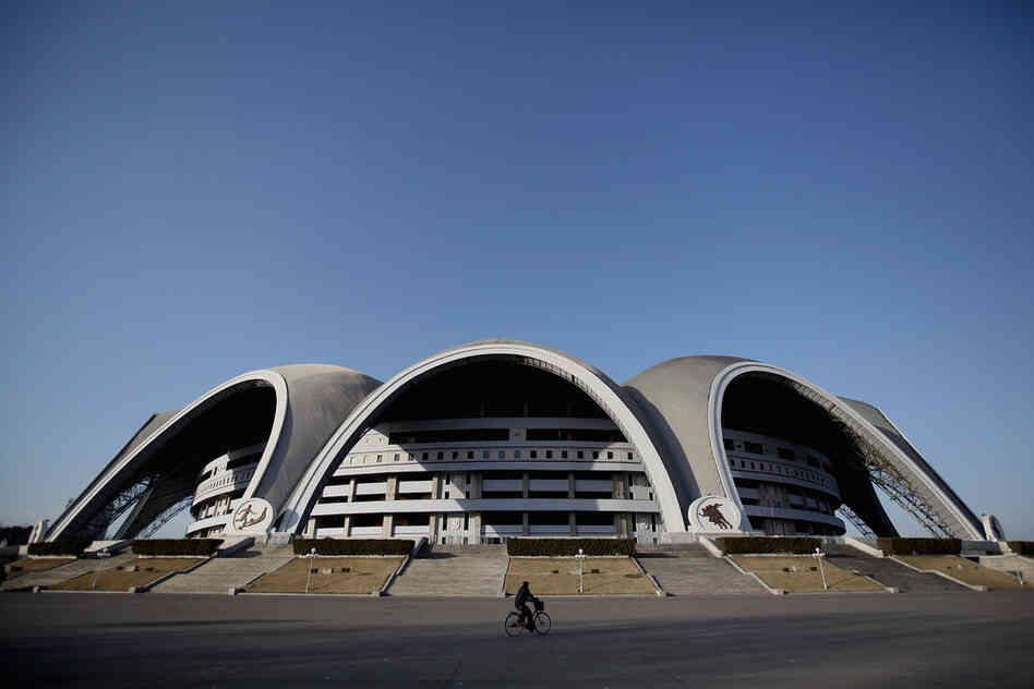 The May Day stadium, the biggest stadium in the world, accommodating 150,000 seated visitors.