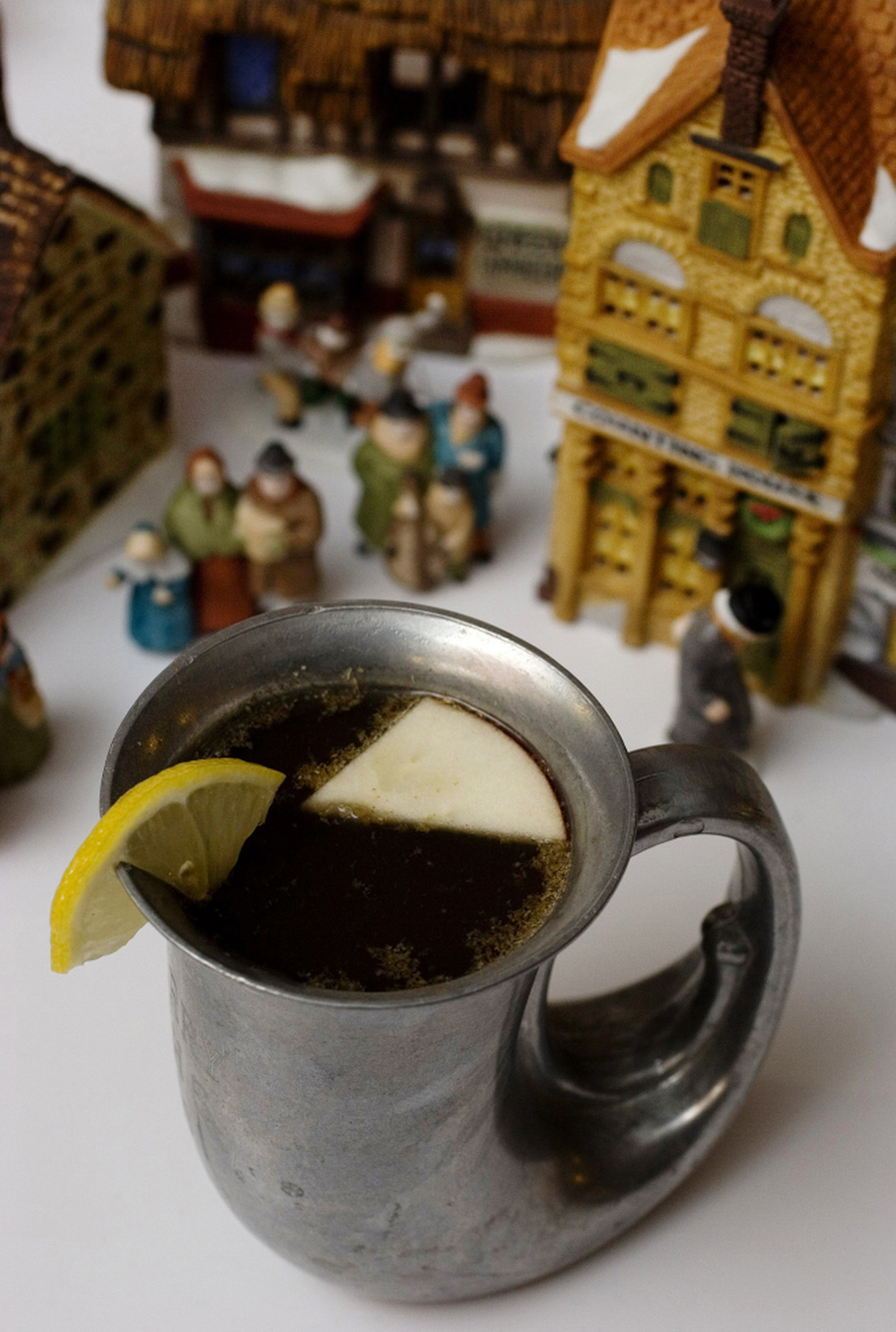 A cup of wassail, a warm mulled drink.