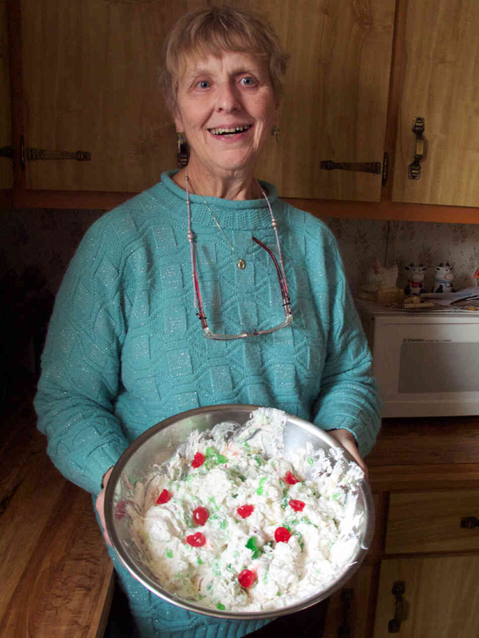Esther Griffin and her Christmas ambrosia salad. 