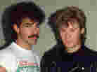 John Oates (left) and Daryl Hall (right) of pop duo Hall & Oates, seen here in 1987. These days, they're available on your phone.