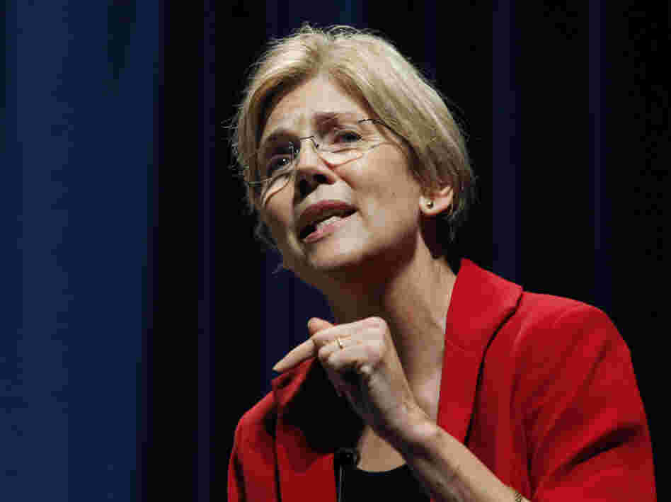 Elizabeth Warren speaks in October during a debate for the U.S. Senate seat in Massachusetts held by Republican Scott Brown. The race has become a contest of who is the "real" populist.