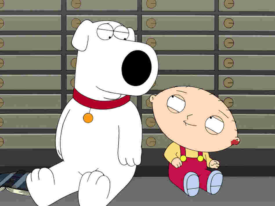 Seth MacFarlane voices several characters on Family Guy, including Brian (left) and Stewie (right) Griffin.