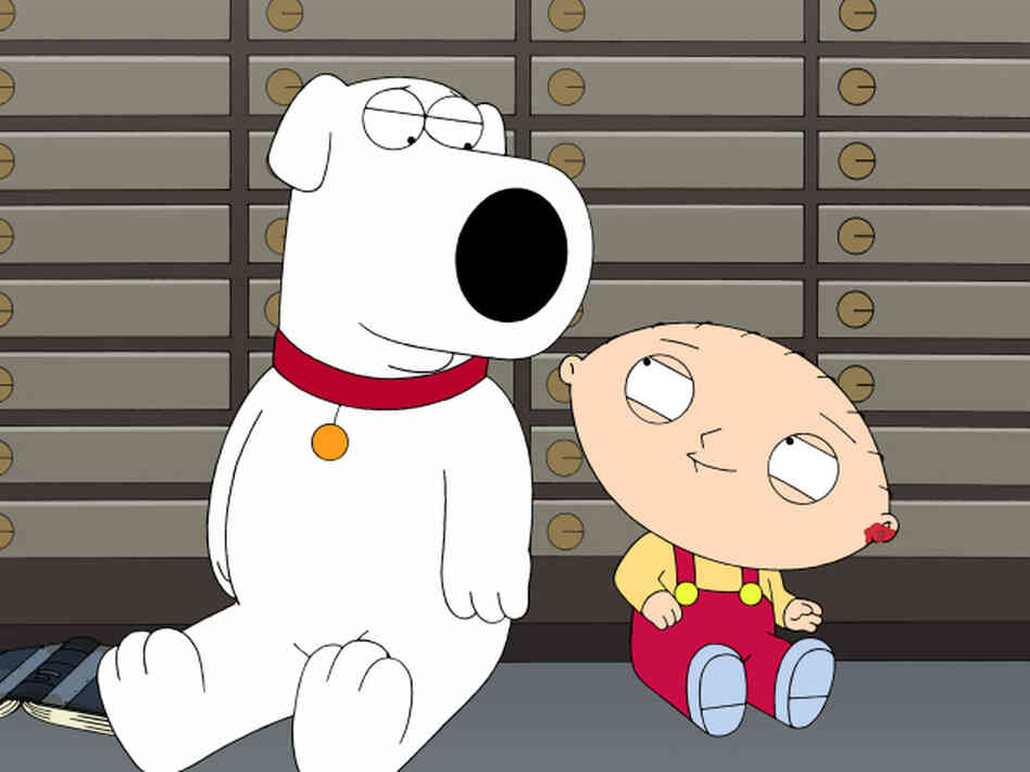 Seth MacFarlane voices several characters on Family Guy, including Brian (left) and Stewie (right) Griffin.