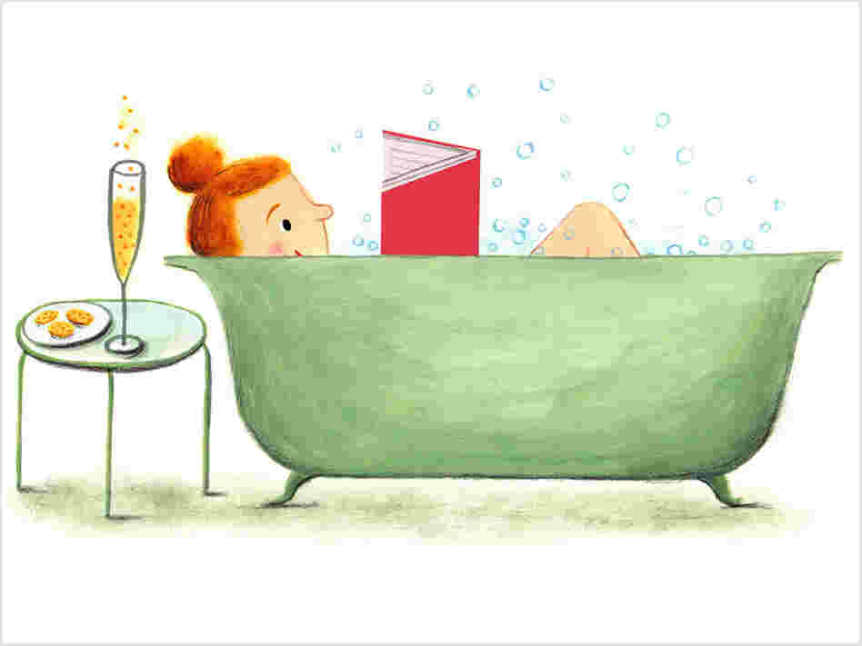 Illustration: A woman reads a book in the bathtub. Illustration: A woman reads a book in the bathtub.
