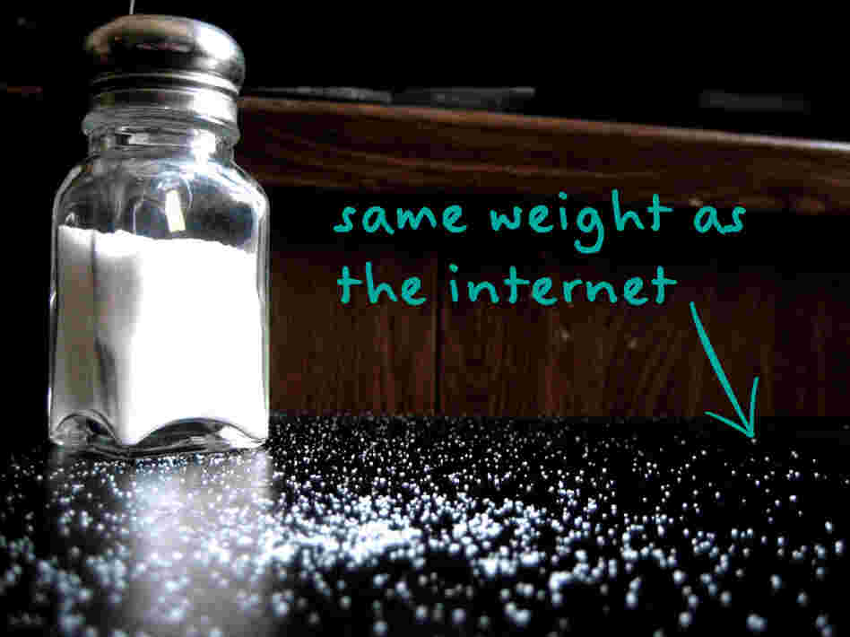 The internet weighs as much as a tiny grain of salt.