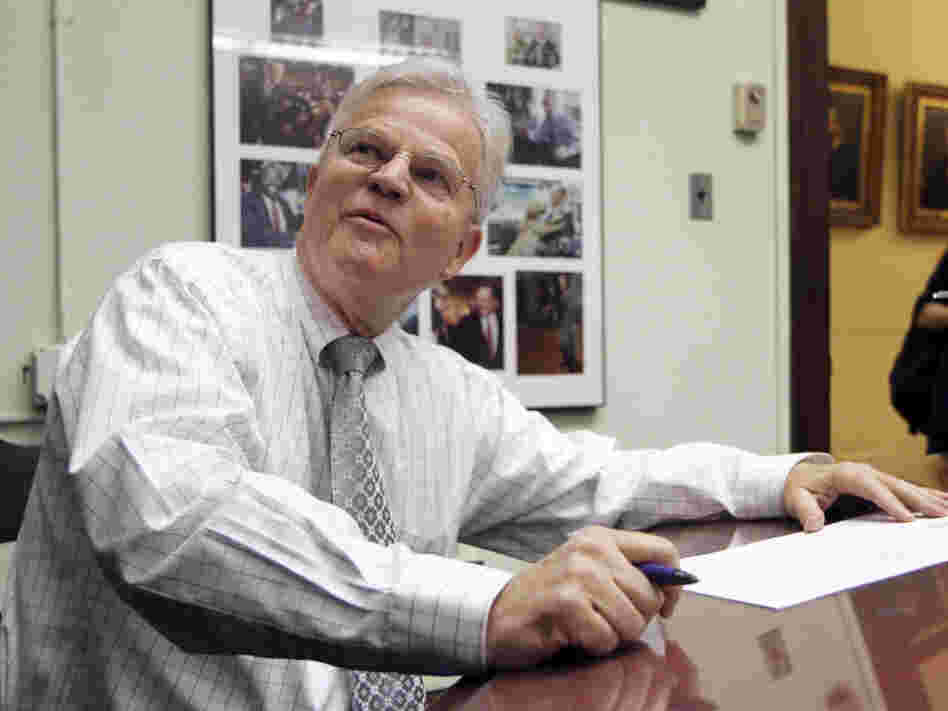 Former Louisiana Gov. Buddy Roemer files candidacy papers to run in the New Hampshire presidential primary in Concord, N.H. in October. 