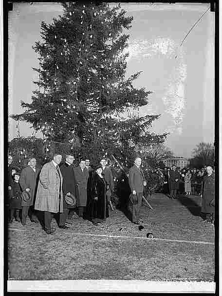 President Calvin Coolidge (right) with the national Christmas tree on Dec. 24, 1923. President Calvin Coolidge (right) with the national Christmas tree on Dec. 24, 1923.