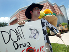 Adrian Mesa protests the overuse of antibiotics in meat production outside a Burger King in Coral Gables, Fla. in 2003. Adrian Mesa protests the overuse of antibiotics in meat production outside a Burger King in Coral Gables, Fla. in 2003.