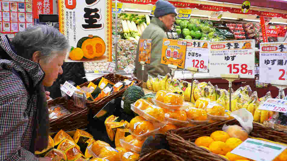 Japanese shoppers remain concerned about radiation levels in food following the country's nuclear accident in March. Shoppers are shown here in a Tokyo supermarket.