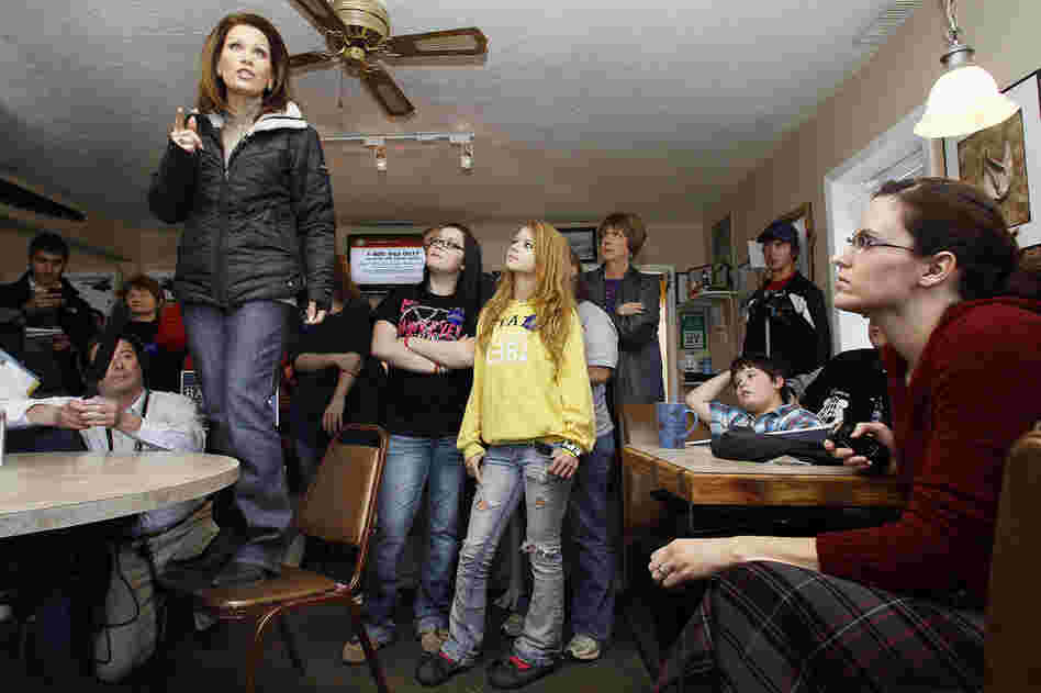 Rep. Michele Bachmann speaks during a campaign stop at King's Crossing Cafe in Mondamin, Iowa, on Dec. 27. 