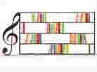 Illustration: A music staff with books on it. Illustration: A music staff with books on it.