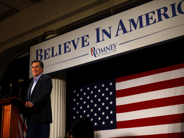 Mitt Romney speaks at the Hotel Blackhawk in Davenport, Iowa, on Tuesday. Republican presidential candidates are making a last push in Iowa ahead of the Jan. 3 caucuses.