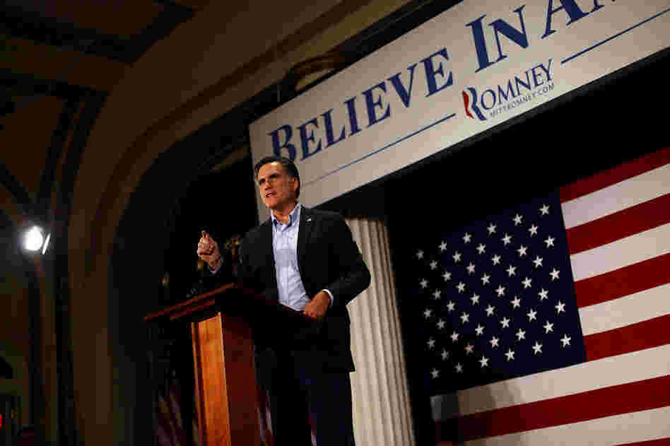Mitt Romney speaking at the Hotel Blackhawk in Davenport, Iowa on Dec.27. 