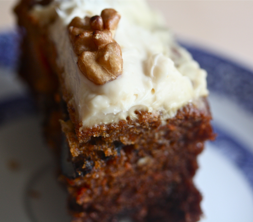 Carrot Cake With Maple Syrup Frosting And Toasted Walnuts