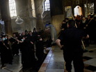 Armenian and Greek Orthodox clergymen scuffled inside Bethlehem's Church of Nativity today. Armenian and Greek Orthodox clergymen scuffled inside Bethlehem's Church of Nativity today.