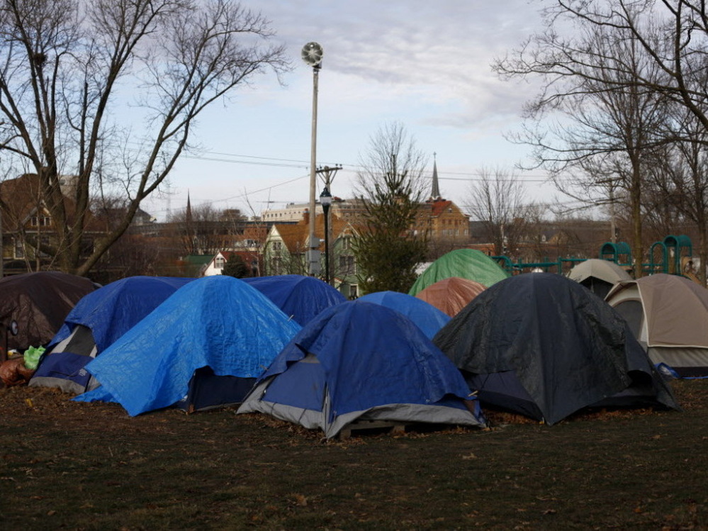 An Occupy camp at College Green Park in Iowa City, Iowa. The camp was mostly empty aside from three men. 