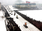 This image, released by the North Korean Central News Agency, was taken within seconds of the one above. An analysis shows that it was digitally altered, removing the cluster of men on the left edge and enhancing the perfect line of mourners. This image, released by the North Korean Central News Agency, was taken within seconds of the one above. An analysis shows that it was digitally altered, removing the cluster of men on the left edge and enhancing the perfect line of mourners.