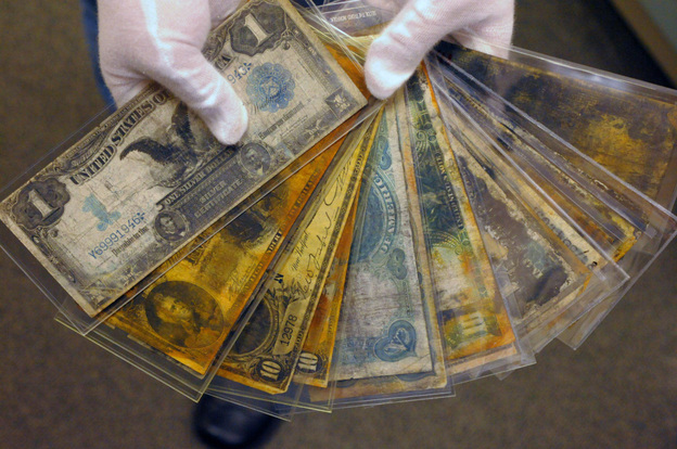 Currency is among the artifacts salvaged from the wreck of the Titanic.
