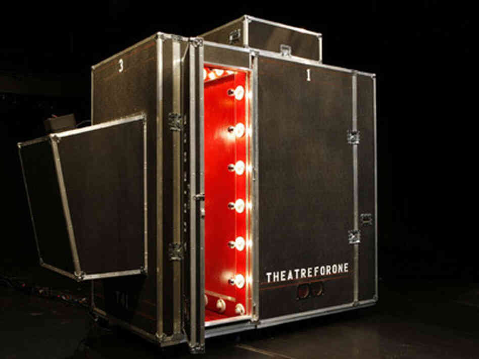 The Theater for One capsule, big enough for one performer and one audience member, was inspired by such intimate spaces as confessionals, peep show booths and psychiatrist offices. The Theater for One capsule, big enough for one performer and one audience member, was inspired by such intimate spaces as confessionals, peep show booths and psychiatrist offices.