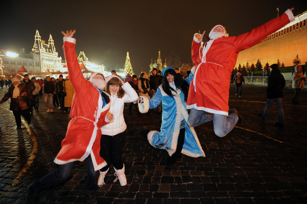 Tens of thousands of people gathered on Red Square in Moscow Jan. 1. 