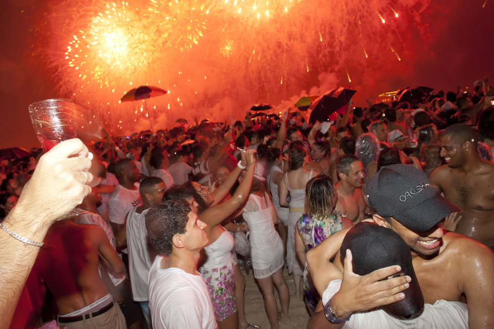 An estimated 2 million people attended the annual beach party in Rio De Janeiro, Brazil, to bring in 2012. 