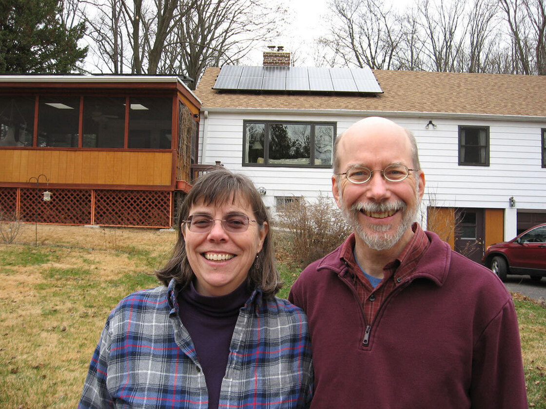 Barbara Scott and Mac Given in Media, Pa., had 21 solar panels installed last March. With government rebates and tax incentives, Scott says, her family spent $21,000 to install the system. 
