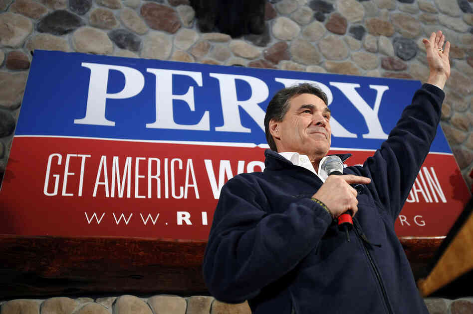 Texas Gov. Rick Perry speaks during a campaign stop at the Stoney Creek Inn, Monday, in Sioux City, Iowa. 