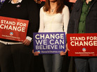 Supporters of Barack Obama hold signs as they listen to the then-candidate speak at an elementary school in Iowa in 2007. Crucial to his 2008 election, many young people have since grown disenchanted with the president. Supporters of Barack Obama hold signs as they listen to the then-candidate speak at an elementary school in Iowa in 2007. Crucial to his 2008 election, many young people have since grown disenchanted with the president.