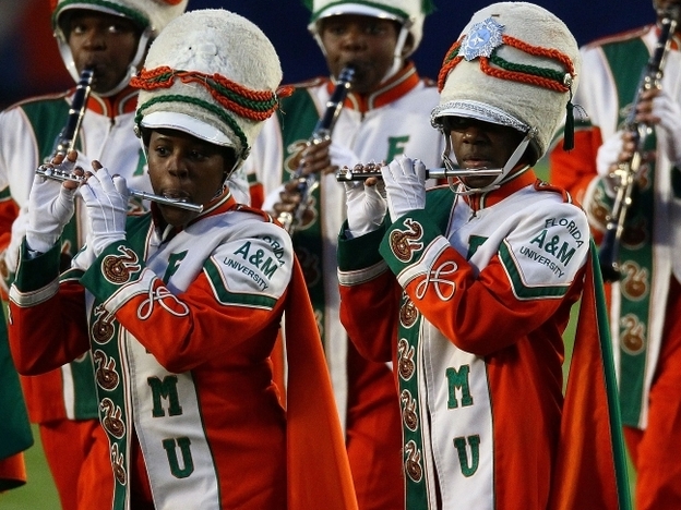 Members of the Florida A&M University marching band perform prior to Super Bowl XLIV on Feb. 10, 2010.