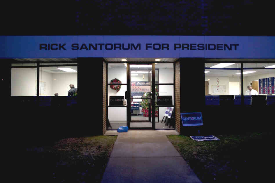 Rick Santorum's campaign is headquartered in the same business complex as Gingrich, Bachmann and Santorum's in the suburbs of Des Moines.