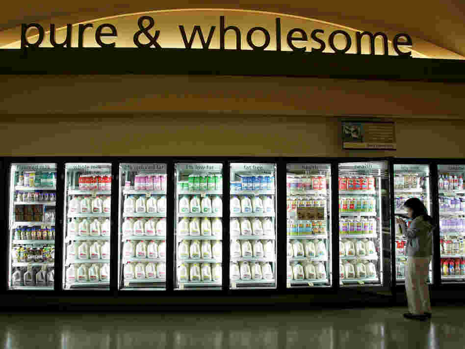 A Safeway customer shops for milk in Livermore, Calif. 