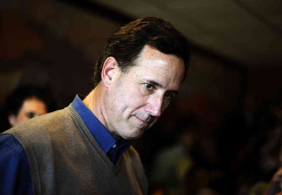 Republican presidential hopeful Rick Santorum speaks during a campaign event at the Pizza Ranch restaurant in Boone, Iowa, on Monday.